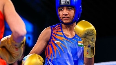 Nitu Ghanghas in action at CWG 2022. (Twitter/@SAIRohtak)