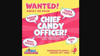 The image shows a candy company looking for a Chief Candy Officer. (Instagram/@candyfunhouse)