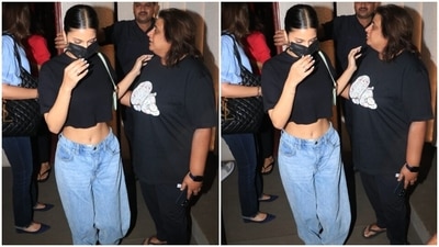 Suhana teamed it with a pair of light blue-coloured boyfriend jeans. The denim pants feature a low-rise waistline, baggy silhouette and an ankle-length hem. For the uninitiated, boyfriend jeans are a much-loved celebrity style statement, seen on all the A-listers like Bella Hadid, Gigi Hadid, Deepika Padukone, and Kareena Kapoor Khan. (HT Photo/Varinder Chawla) Suhana teamed it with a pair of light blue-coloured boyfriend jeans. The denim pants feature a low-rise waistline, baggy silhouette and an ankle-length hem. For the uninitiated, boyfriend jeans are a much-loved celebrity style statement, seen on all the A-listers like Bella Hadid, Gigi Hadid, Deepika Padukone, and Kareena Kapoor Khan. (HT Photo/Varinder Chawla)