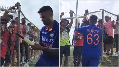 Suryakumar Yadav engages with fans (Twitter/BCCI) Suryakumar Yadav engages with fans (Twitter/BCCI)