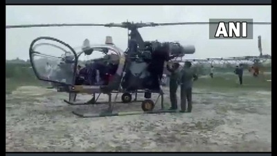 A Cheetah helicopter of the Indian Army made a precautionary landing near a village in Karchhana area of Prayagraj (ani)
