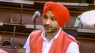 AAP MP Harbhajan Singh speaks in the Rajya Sabha during ongoing monsoon session of the parliament in New Delhi on Wednesday. (PTI)