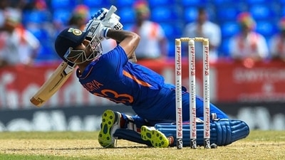 Suryakumar Yadav plays an atrocious ramp shot. (Getty) Suryakumar Yadav plays an atrocious ramp shot. (Getty)