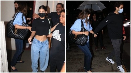 On Tuesday night, Suhana, Agastya and Shweta Bachchan went for a dinner outing. While Suhana looked date-night ready in a Gen-Z-approved ensemble, the mother-son duo chose casual fits for the occasion. Additionally, several pictures and videos from their dinner date have gone viral on social media.(HT Photo/Varinder Chawla)