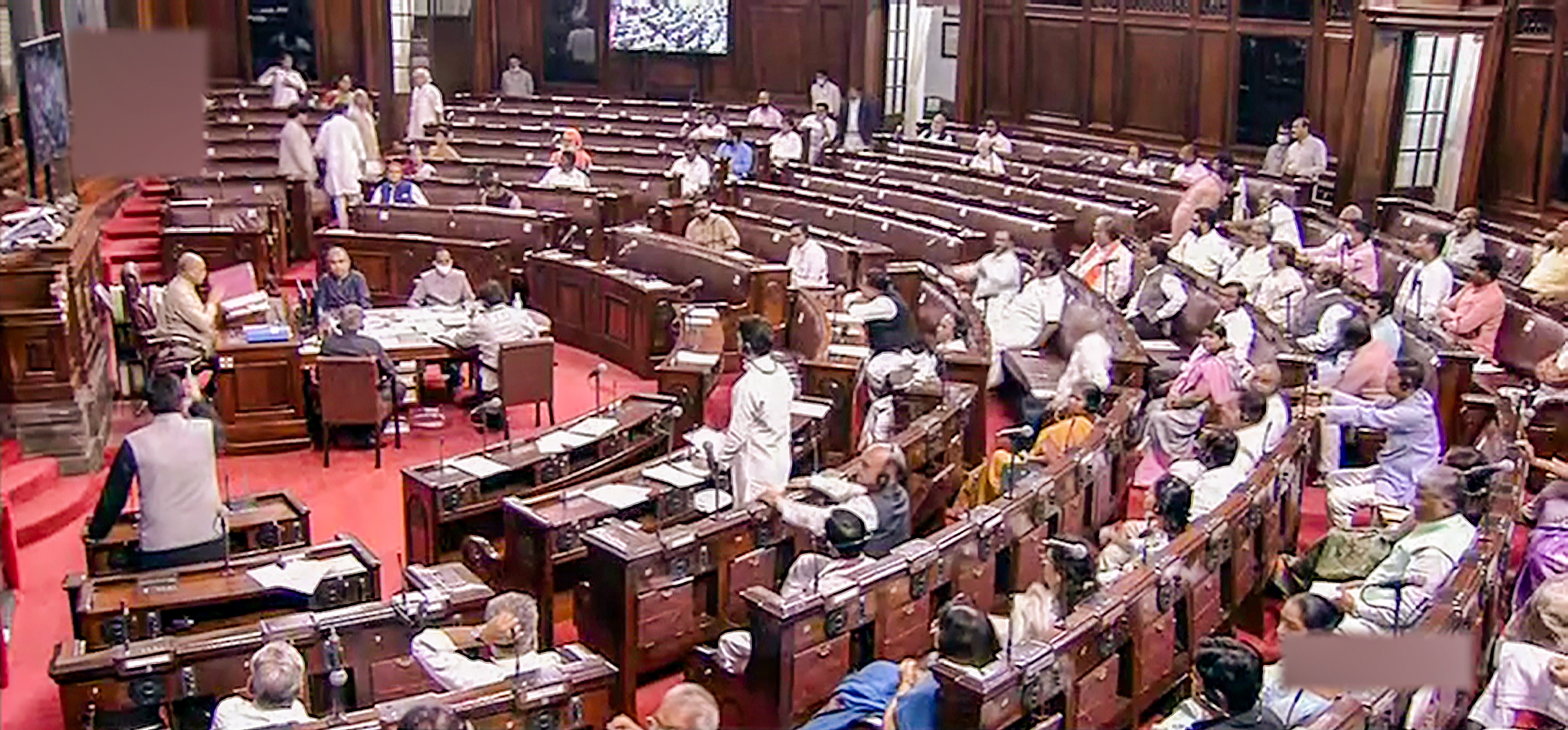 Members in the Rajya Sabha during ongoing Monsoon Session of Parliament, on Wednesday. (PTI) Members in the Rajya Sabha during ongoing Monsoon Session of Parliament, on Wednesday. (PTI)
