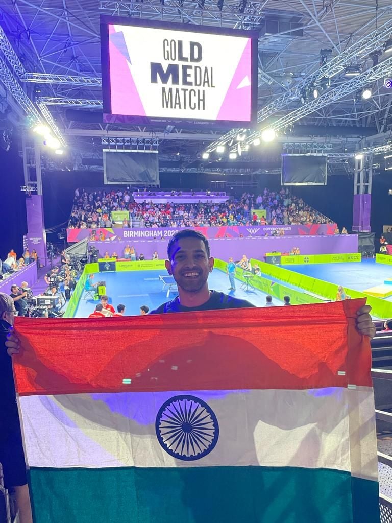 Vikrant Massey cheering for the Indian men's table tennis team at the Birmingham Commonwealth Games 2022. Vikrant Massey cheering for the Indian men's table tennis team at the Birmingham Commonwealth Games 2022.
