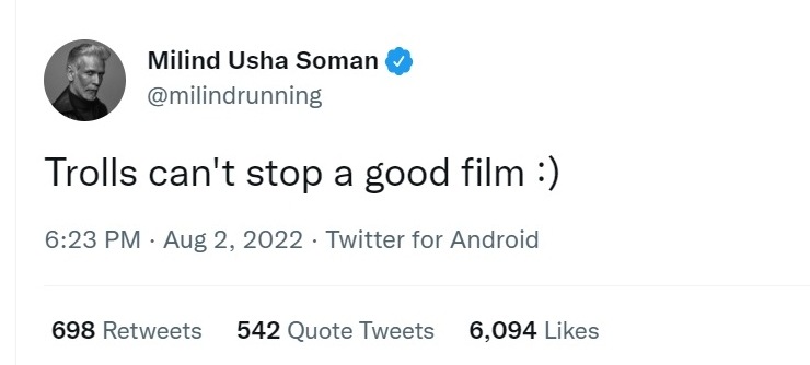 Milind Soman habla a favor de Laal Singh Chaddha de Aamir Khan: "Los trolls no pueden detener una buena película"