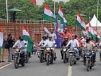 Union ministers, MPs took out a Tiranga Bike Rally on Wednesday in Delhi. Union ministers, MPs took out a Tiranga Bike Rally on Wednesday in Delhi.
