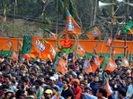 The BJP is also not content with just a favourable political climate and the popularity of its double-engine government, as the leadership knows it won’t be enough to achieve the target of 80/80. (HT Archive/Representative Image) The BJP is also not content with just a favourable political climate and the popularity of its double-engine government, as the leadership knows it won’t be enough to achieve the target of 80/80. (HT Archive/Representative Image)