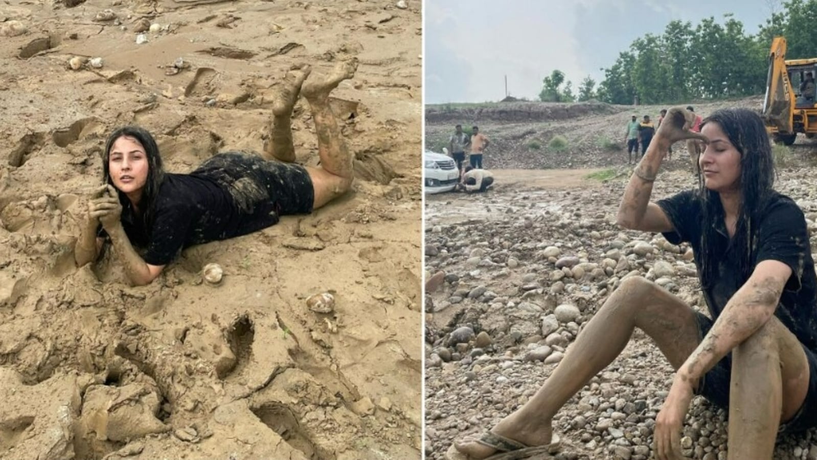 Shehnaaz Gill rolls in mud, enjoys a natural spa in her village. See pics