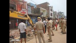 Around 1-km-long stretch was freed of encroachments while illegal extensions of various shops were demolished. (Sourced)
