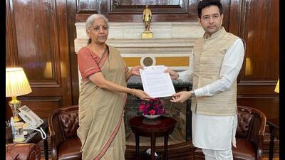 Aam Aadmi Party (AAP) leader and Rajya Sabha member from Punjab Raghav Chadha on Thursday met Union finance minister Nirmala Sitharaman and sought immediate rollback of the 12% goods and services tax (GST) imposed ‘sarais’ (inns) in the area around the Golden Temple complex in Amritsar.
