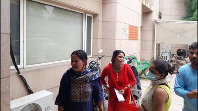 Relatives of the deceased man outside the Noida district hospital on Thursday afternoon. (Sourced) Relatives of the deceased man outside the Noida district hospital on Thursday afternoon. (Sourced)