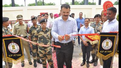 LPAI’s chairman Aditya Mishra handed over the accommodation to the BSF in the presence of additional director general (ADG) PV Rama Sastry on Wednesday. LPAI’s integrated check post (ICP), Attari, manager Satish Dhyani was also present on the occasion. LPAI’s chairman Aditya Mishra handed over the accommodation to the BSF in the presence of additional director general (ADG) PV Rama Sastry on Wednesday. LPAI’s integrated check post (ICP), Attari, manager Satish Dhyani was also present on the occasion.