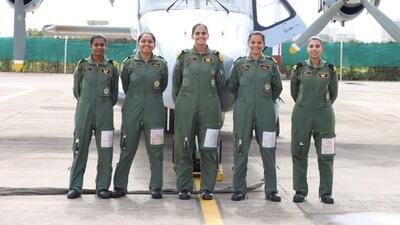 The five women officers are based at the Naval Air Enclave in Porbandar.