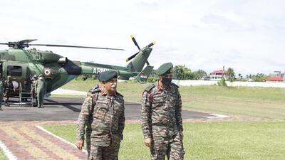 Lt. Gen. RP Kalita, GOC in C, of Indian Army’s Eastern Command arriving at Tezpur to take part in the seminar. (Indian Army) Lt. Gen. RP Kalita, GOC in C, of Indian Army’s Eastern Command arriving at Tezpur to take part in the seminar. (Indian Army)