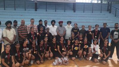 Guru Nanak Club girls again emerged victorious by beating Doraha Public School 59-21 in the under-17 category. JSHS (South City) School girls outwitted Police DAV Girls 17-04, earning the third place in the Ludhiana District Basketball Championship. (HT PHOTO) Guru Nanak Club girls again emerged victorious by beating Doraha Public School 59-21 in the under-17 category. JSHS (South City) School girls outwitted Police DAV Girls 17-04, earning the third place in the Ludhiana District Basketball Championship. (HT PHOTO)