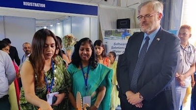 Ambassador of Israel in India HE Naor Gilon (right) at the 17th Everything About Water Expo 2022 at Pragati Maidan in New Delhi. Ambassador of Israel in India HE Naor Gilon (right) at the 17th Everything About Water Expo 2022 at Pragati Maidan in New Delhi.