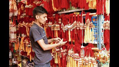 Days ahead of the festival, markets are already buzzing with Delhiites on the hunt for the perfect rakhi. (Photo: Shantanu Bhattacharya/HT) Days ahead of the festival, markets are already buzzing with Delhiites on the hunt for the perfect rakhi. (Photo: Shantanu Bhattacharya/HT)