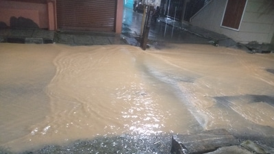 A flooded road in Bengaluru on Tuesday. (Image source: @Hogshead22/Twitter) 