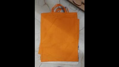 Traders at the Sector-20 market in Chandigarh are readying 3,000 cloth bags in bright colours. (HT Photo) Traders at the Sector-20 market in Chandigarh are readying 3,000 cloth bags in bright colours. (HT Photo)