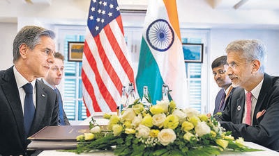 US secretary of state Antony Blinken with external affairs minister S Jaishankar in Phnom Penh, Cambodia, on Thursday. (Reuters) US secretary of state Antony Blinken with external affairs minister S Jaishankar in Phnom Penh, Cambodia, on Thursday. (Reuters)