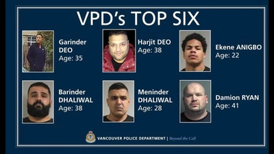 Four Punjab origin gangsters on Vancouver police list. (Vancouver Police Department)