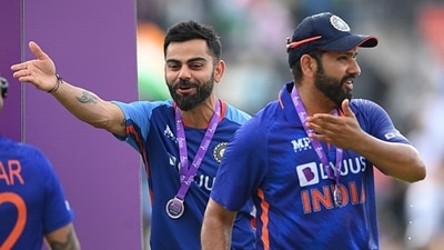 Virat Kohli and Rohit Sharma after India's ODI series win against England last month.&nbsp; (Getty)