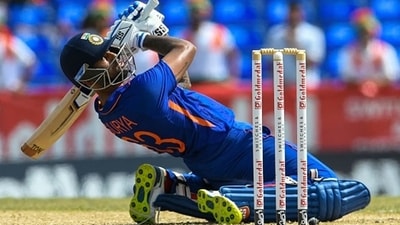 Suryakumar Yadav plays an atrocious ramp shot. (Getty) Suryakumar Yadav plays an atrocious ramp shot. (Getty)