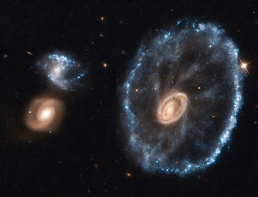 This is an image of the Cartwheel Galaxy taken with the NASA/ESA (European Space Agency) Hubble Space Telescope. (ESA/Hubble & NASA)