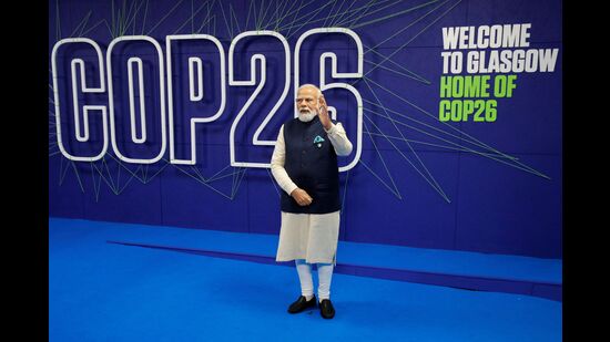 Prime Minister Narendra Modi at the UN Climate Summit COP26 in Glasgow in 2021. (AFP)