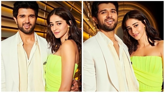 Ananya Panday earlier took to her Instagram handle to share a few glamorous stills of herself and Vijay Devarakonda from the sets of Koffee With Karan Season 7.(Instagram/@ananyapanday)