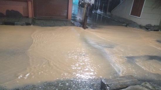 A flooded road in Bengaluru on Tuesday. (Image source: @Hogshead22/Twitter)