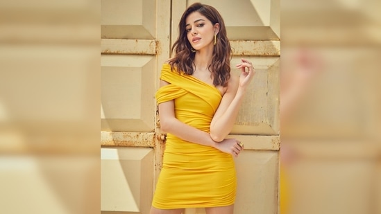 Ananya Panday spreads some sunshine with her latest post in a bright yellow body-hugging dress as she promotes Liger.(Instagram/@ananyapanday)