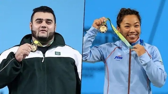 Pakistan weightlifter Nooh Dastagir Butt and Mirabai Chanu
