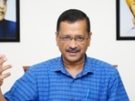 Delhi chief minister Arvind Kejriwal addresses a press conference in New Delhi. (HT File Photo)