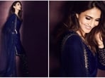 Vaani Kapoor's Instagram handle is on fire. The Shamshera actor's fashion game is always on fleek. For a recent outing, she ditched western attires for this elegant royal blue velvet kurta set.(Instagram/@_vaanikapoor_)