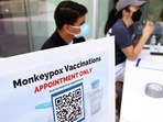 (FILES) In this file photo taken on August 3, 2022 health workers sit at a check-in table at a pop-up monkeypox vaccination clinic which opened today by the Los Angeles County Department of Public Health at the West Hollywood Library in West Hollywood, California. -(AFP) (FILES) In this file photo taken on August 3, 2022 health workers sit at a check-in table at a pop-up monkeypox vaccination clinic which opened today by the Los Angeles County Department of Public Health at the West Hollywood Library in West Hollywood, California. -(AFP)