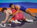 Deepak Punia competing in CWG 2022(PTI)