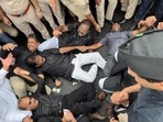 Rahul Gandhi tweeted photographs of Congress leaders protesting in Delhi. Rahul Gandhi tweeted photographs of Congress leaders protesting in Delhi.