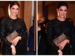 Deepika Padukone is a beauty in black sequin see-through saree and stylish blouse for an event Deepika Padukone is a beauty in black sequin see-through saree and stylish blouse for an event 