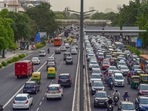 New Delhi: Traffic during evening rush-hour on a road. New Delhi: Traffic during evening rush-hour on a road.