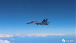 An Air Force aircraft under the Eastern Theatre Command of China’s People’s Liberation Army (PLA) takes part in military exercises in the waters around Taiwan. (REUTERS)