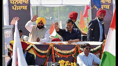 The march was taken out by the AAP on March 13, three days after it swept the Punjab assembly elections winning 92 of the 117 seats. The march was taken out by the AAP on March 13, three days after it swept the Punjab assembly elections winning 92 of the 117 seats.