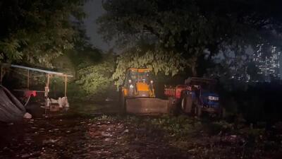 A raid was carried out and a JCB machine and a tractor were seized from the spot following repeated complaints from local citizens and civic activists (HT PHOTO) A raid was carried out and a JCB machine and a tractor were seized from the spot following repeated complaints from local citizens and civic activists (HT PHOTO)