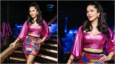 Sunny Leone, in metallic top and pencil skirt, shows off her 'Dubai outfit' (Instagram/@sunnyleone) Sunny Leone, in metallic top and pencil skirt, shows off her 'Dubai outfit' (Instagram/@sunnyleone)