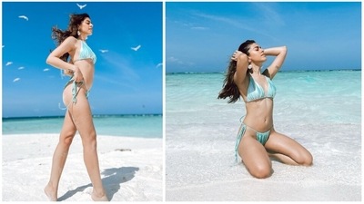 It is vacation time for the stylish Alaya F. The actor is holidaying in the Maldives and taking her fans on a tour of the breathtaking holiday destination through her lens. She recently posted some stunning photos of herself in a blue bikini that instantly took the internet by storm. (Instagram/@alayaf) It is vacation time for the stylish Alaya F. The actor is holidaying in the Maldives and taking her fans on a tour of the breathtaking holiday destination through her lens. She recently posted some stunning photos of herself in a blue bikini that instantly took the internet by storm. (Instagram/@alayaf)