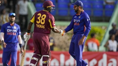 India beat West Indies by seven wickets in the third T20I at St Kitts. (AP) India beat West Indies by seven wickets in the third T20I at St Kitts. (AP)