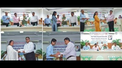 Smartphones, tablets being distributed ti students at AMU. (HT PHOTO)