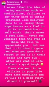 Kangana Ranaut shared a note on Instagram. Kangana Ranaut shared a note on Instagram. 